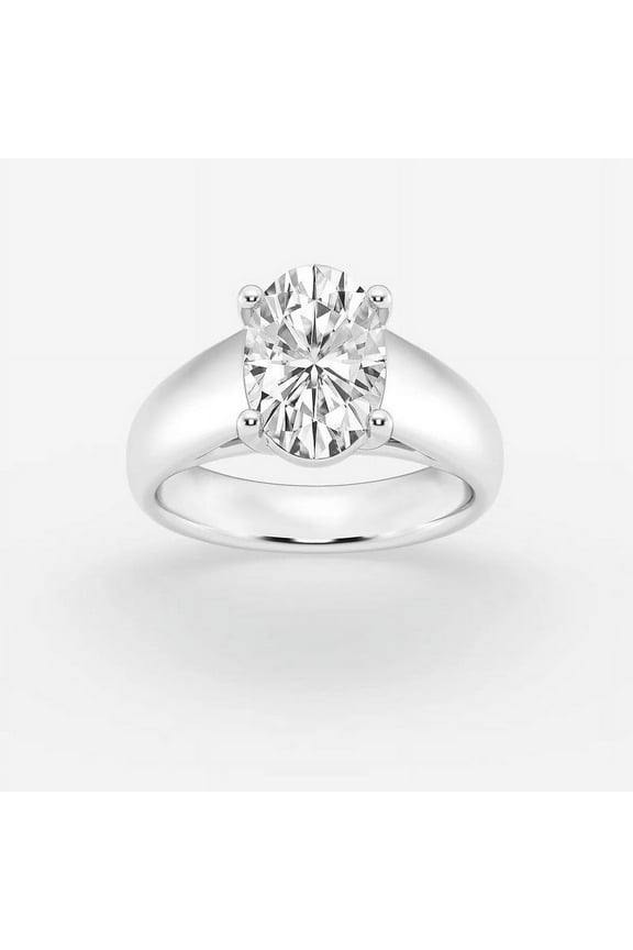 ry 2 Ct Oval Cut Moissanite Ring for Her - Solitaire Engagement Wedding Prong Set Ring -14K White Gold Plated Wedding Ring for Women's - Party Wear Moissanite Ring - Moissanite Jewelry
