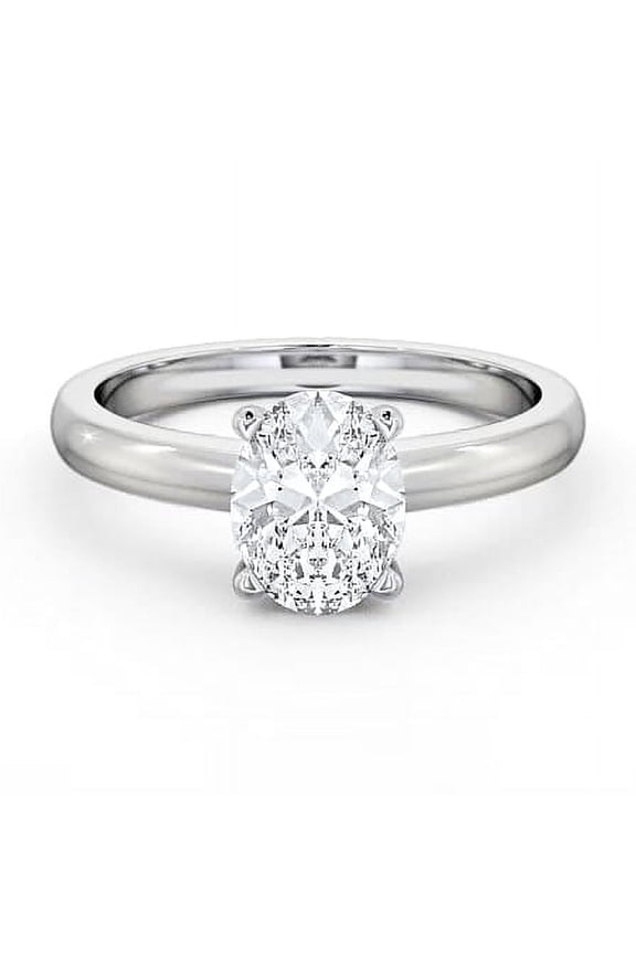 ry 2 Ct Oval Cut White Diamond Solitaire Jewelry for Her - 14K White Gold Plated Bands - Solo Engagement Diamond Ring - Birthday Gifts for Her