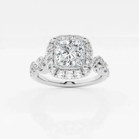 Cloud Jewelry 2 Ct VVS1/D Princess Cut Moissanite Ring - Rings for Women's - Bridal Moissanite Jewelry for Her - Classic Engagement Wedding Women's Ring - Party Wear Moissanite Rings