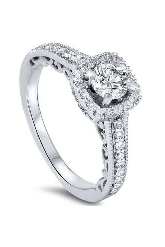 ry Classic 1 Ct Round Cut Diamond Engagement Ring - Moissanite Stone in 14K White Gold Plated Ring - Prong Set for Maximum Sparkle - Jewelry Silver Clearance Wedding Rings Sets