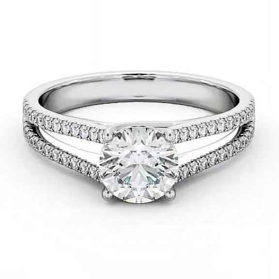 Cloud Jewelry Round Cut 2.3 Ct Diamond Ring For Women's - 14K White Gold Plated Jewelry - Engagement Split Shank Wedding Bands - Proposal Ring - Birthday Gift