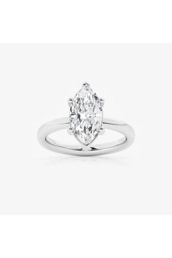 ry Round Cut Moissanite 1.4 Ct Diamond Women’s Rings - Office Wear Casual Diamond Jewelry - 14K White Gold Plated Engagement Ring - Cuff-Style Wedding Minimalist Ring