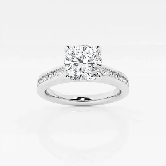 Cloud Jewelry Timeless 1.5 Ct Cushion Cut Moissanite Ring - Engagement Wedding Solitaire with Accents - 14K White Gold Plated - Perfect Gift for Her on Special Days and Celebrations