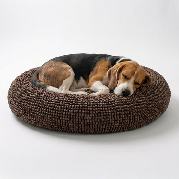 Cloud K-9 Donut Dog and Cat Bed, Chenille, Removable Washable Cover, Dryer Safe, Chocolate Brown, Medium (35" x 35")