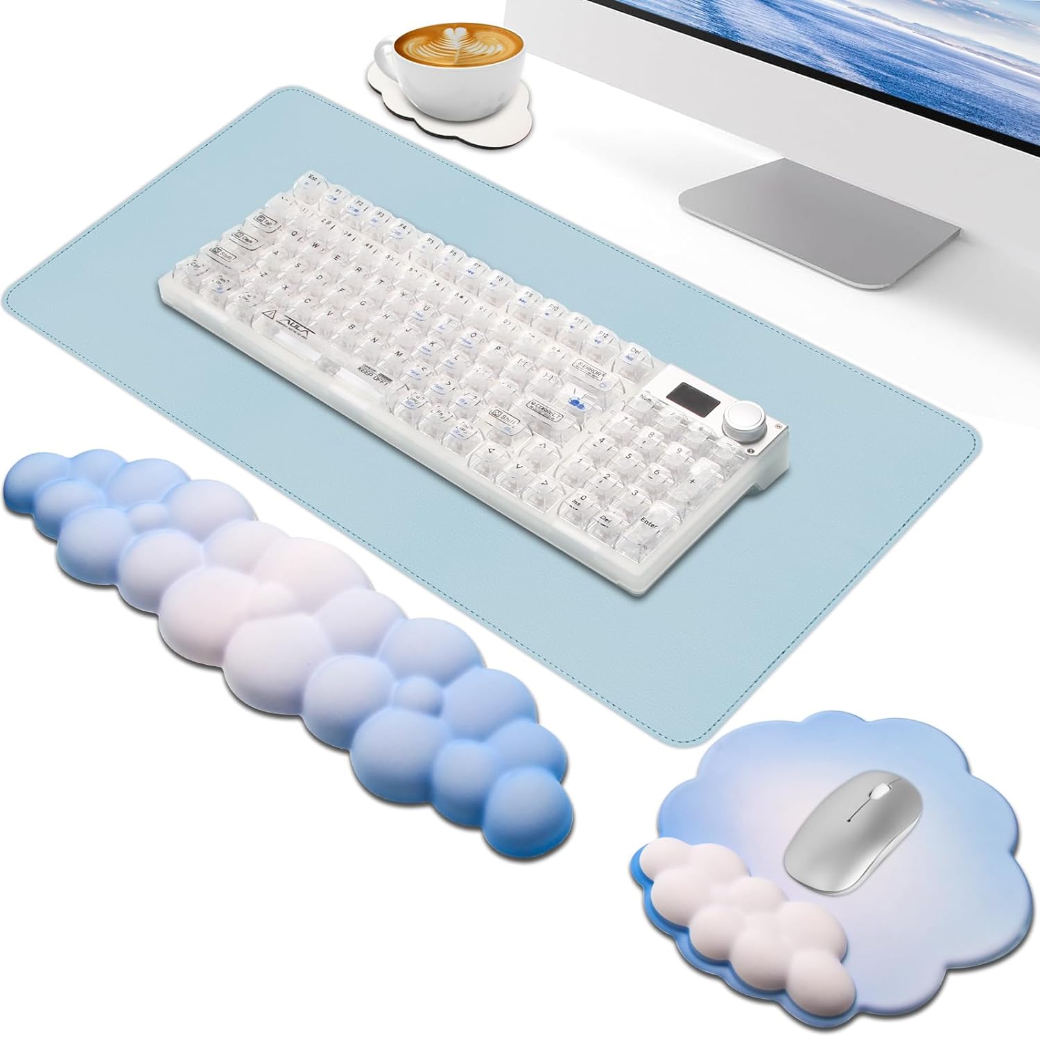 Cloud Keyboard Wrist Rest Set Memory Foam Arm Rests for Wrists