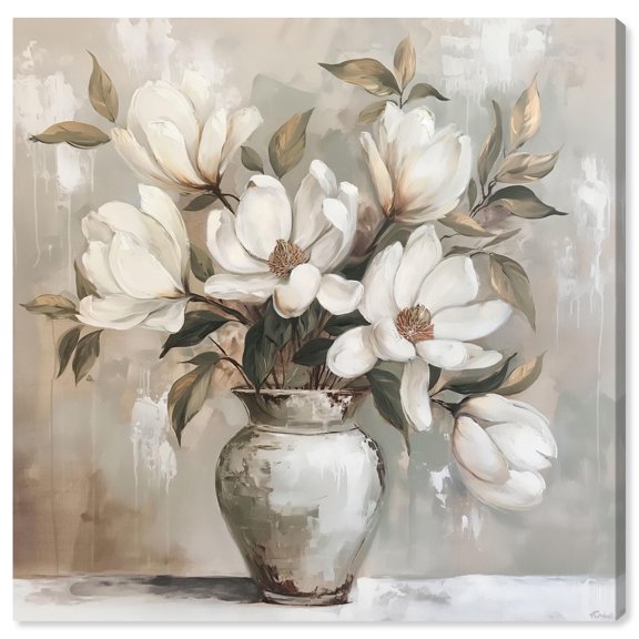 Cloud Kissed Flowers II Canvas White Floral Art by Art Remedy, Gallery Wrapped, 16" x 16"
