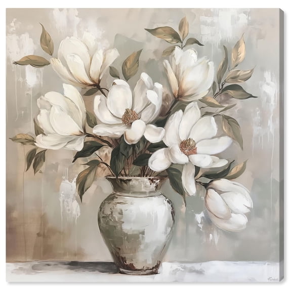Cloud Kissed Flowers II Canvas White Floral Art by Art Remedy, Gallery Wrapped, 30" x 30"