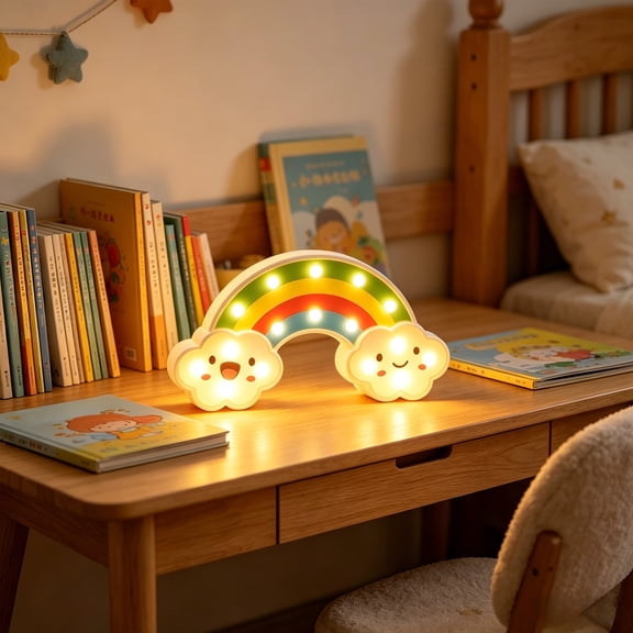Cloud LED Marquee Night Light, Battery Operated Wireless Wall Lamp for Bedroom, Whimsical Smiling Cloud Decorative Sign for Birthday Party, 12 Inch, 1PC