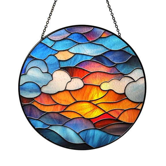 Cloud Layer Window Hanging – Stained Glass Style Sky Decor1601