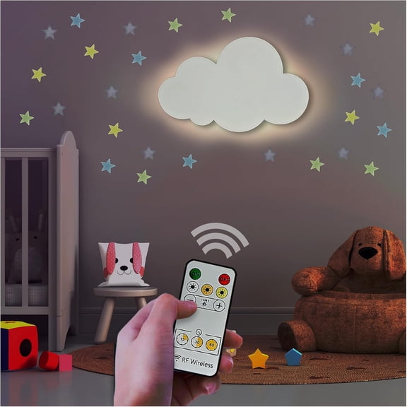 Cloud Lights - Nursery Decor Cloud Lamp, Recharable Baby Lamps with Remote, Hanging Lamp for Nursery, Kids Night Light with Timer & Touch Control (White)