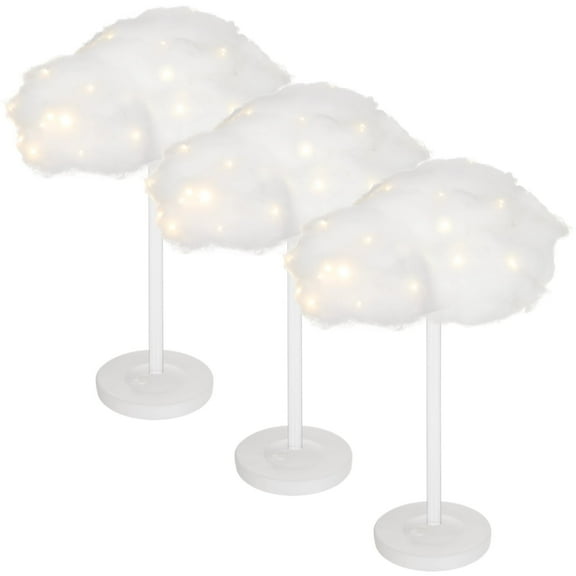 3 PCS Cotton Cloud LED Lights, Warm White Hanging Cloud Lamp with Stand for Wedding, Party Decor, Adjustable Floating Cloud Decor