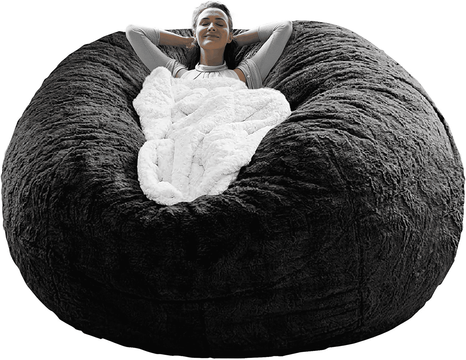 Bean Bag Chair Cover Only – Giant Faux Fur Sofa Slipcover, No Filling, for Adults & Teens, 5FT/6FT for Bedroom or Living Room