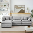 thumbnail image 1 of Cloud-Like Modular Chenille 3-Seat Sectional Sofa with Movable Ottoman – Customizable L-Shaped/U-Shaped Seating for Living Rooms,Gray, 1 of 11