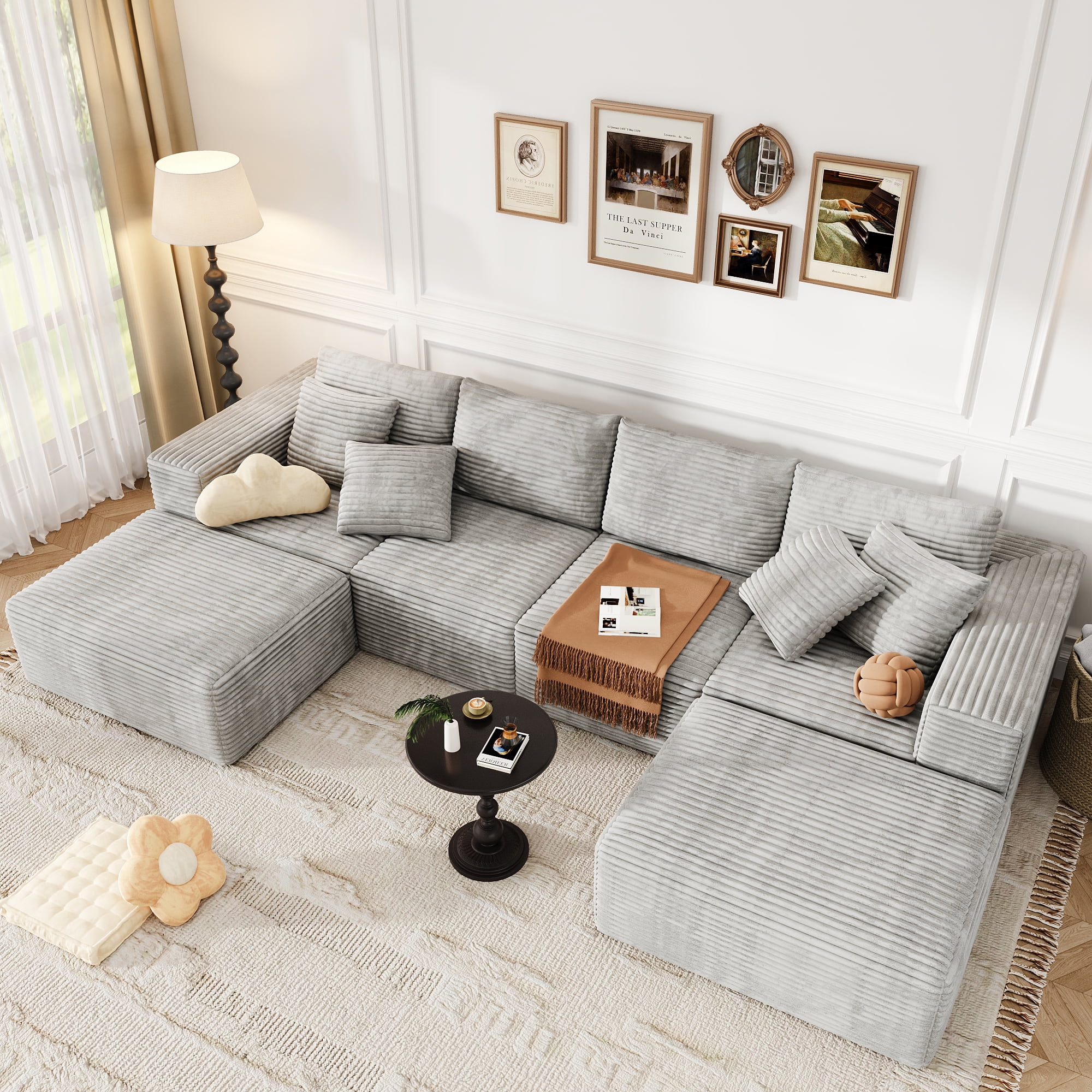 137 inch U-Shaped Sectional Sofa, Cloud-Like Big Modular Couch