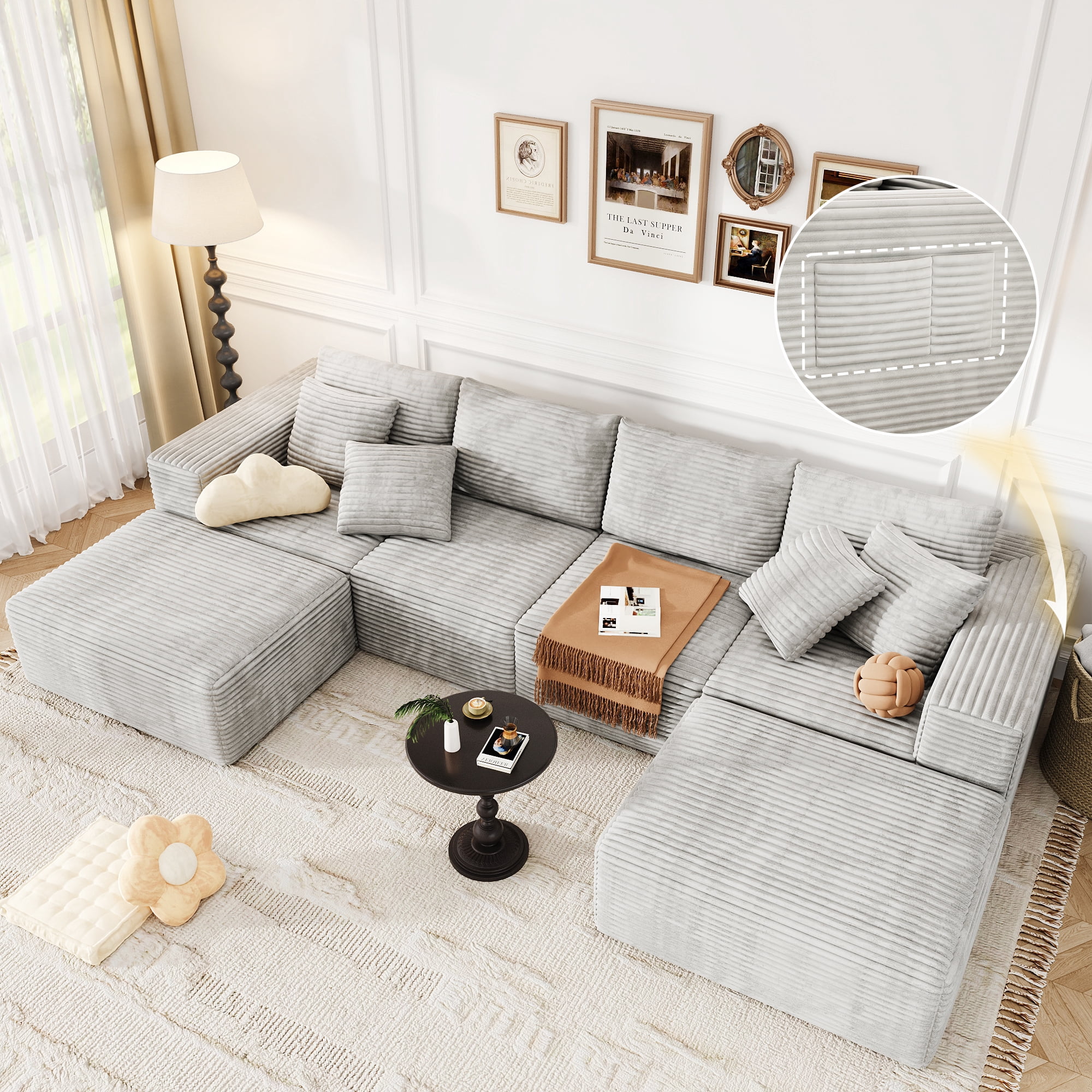 137 inch U-Shaped Sectional Sofa, Cloud-Like Big Modular Couch