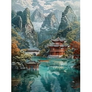 5D DIY Diamond Art Kits for Adults Beginners,Landscape Painting Full Drill Diamond Dots Gem Art,Home Wall Decor 11.8x15.8inches.