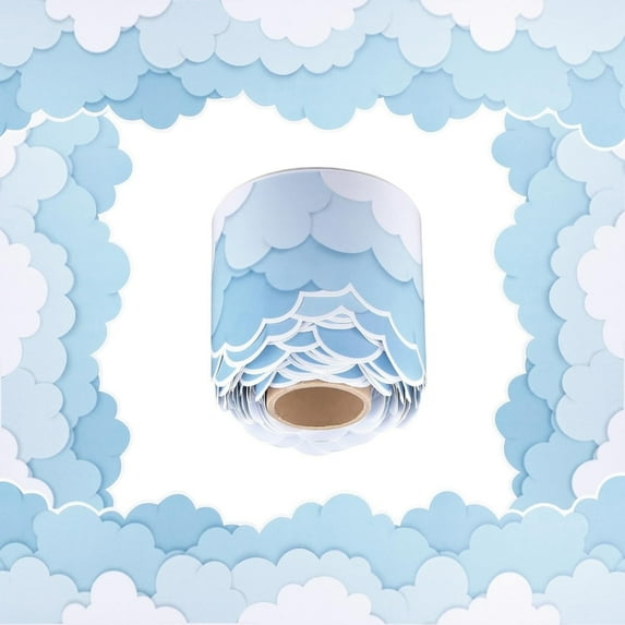 Cloud Mass Pattern Border Trim Wall Sticker 32.8ft Length for Chalkboard Bulletin Board Notice Board Party Decoration