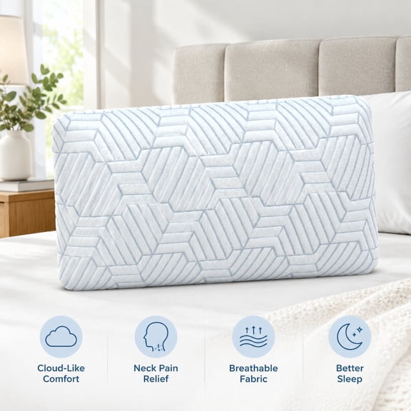 Cloud Memory Foam Pillow for Neck Pain Relief and Better Sleep, Soft Support Sleeping Pillow