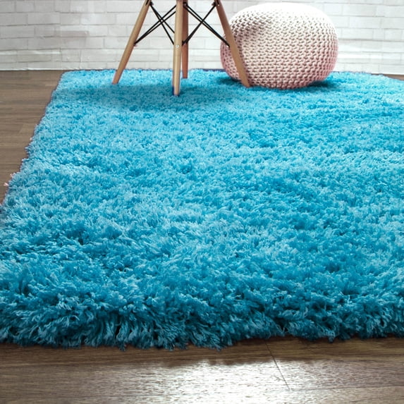 Cloud Microfiber Extra Thick Shaggy Rug Teal, 3' X 5'