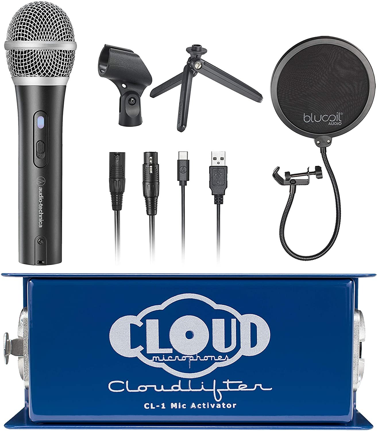 Mic　Activator　ATR2100X-USB　CL-1　Cloud　Pop　Mic　Cloudlifter　Microphones　Filter　with　Blucoil