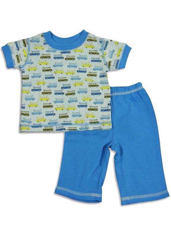 - Baby Boys Short Sleeve Dog Pant Set Light Blue / 6 Months