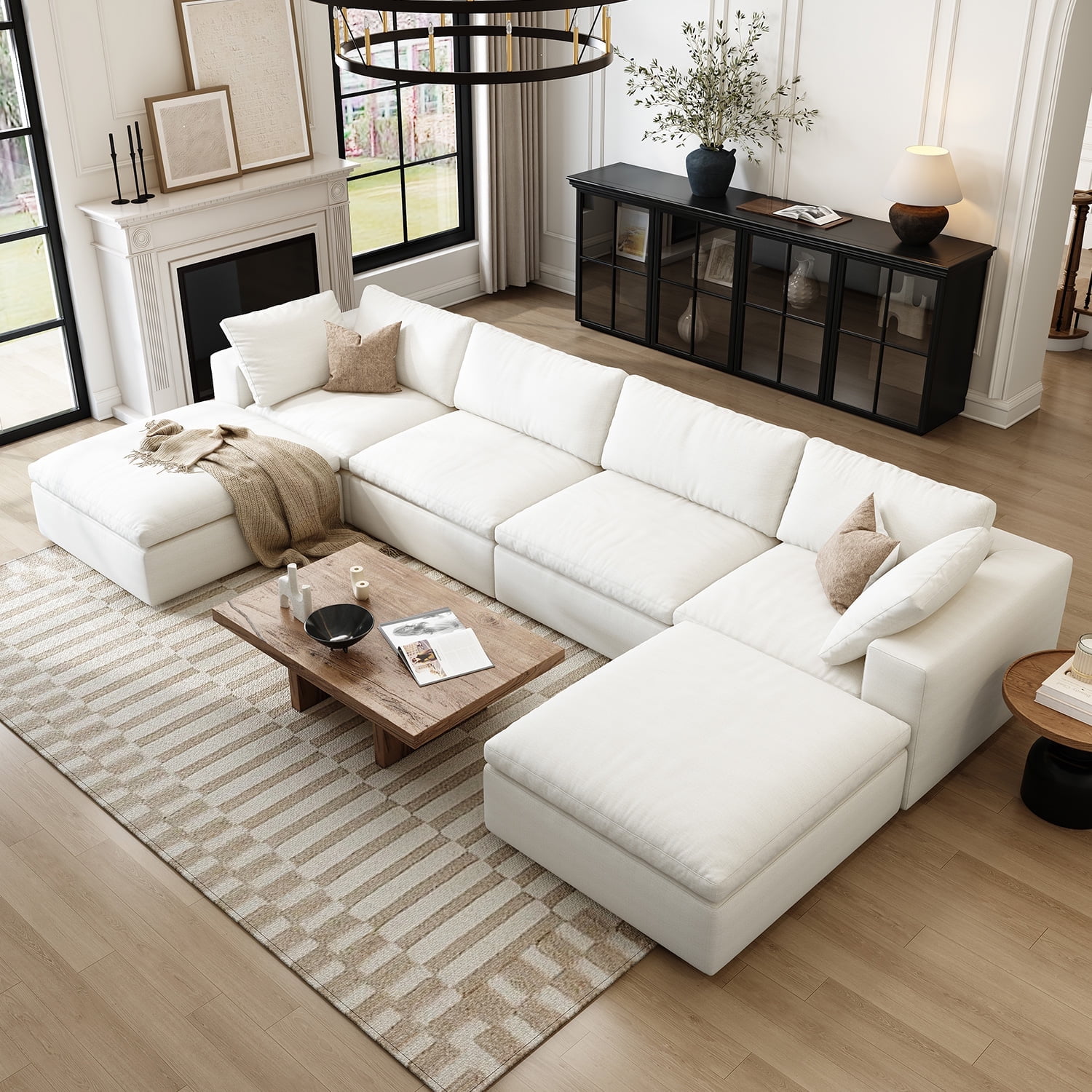 Cloud Modular Sectional Sofa with 2 Storage Ottomans,160" Down Filled ...