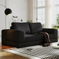 thumbnail image 1 of 78.7" Boneless Loveseat Couch, Cloud Modular Sectional Sofa, Unique Knitted Fabric, Comfy Deep Seat Cloud Couch for Living Room, Bedroom, No Assembly Required(Black), 1 of 8