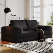 78.7" Boneless Loveseat Couch, Cloud Modular Sectional Sofa, Unique Knitted Fabric, Comfy Deep Seat Cloud Couch for Living Room, Bedroom, No Assembly RequiredBlack