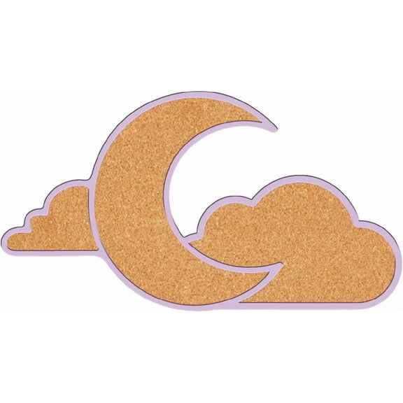 Cloud Moon Pin Cork Board 11.8x6.49In Framed Bulletin Display Badge Wooden Saddle Brown Wall Mounted Memory Memo Brooch Lapel Pin Holder Storage