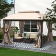 thumbnail image 1 of Cloud Mountain 10 x 12 FT Soft Top Gazebo Outdoor Steel Canopy with Netting, Beige, 1 of 6