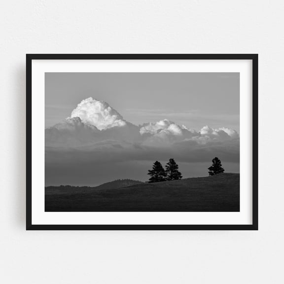 Cloud Mountain - Photography Black and White Nature Landscape Minimalist Scenic Wilderness Black Framed Wall Art Print 20 x 30 inches