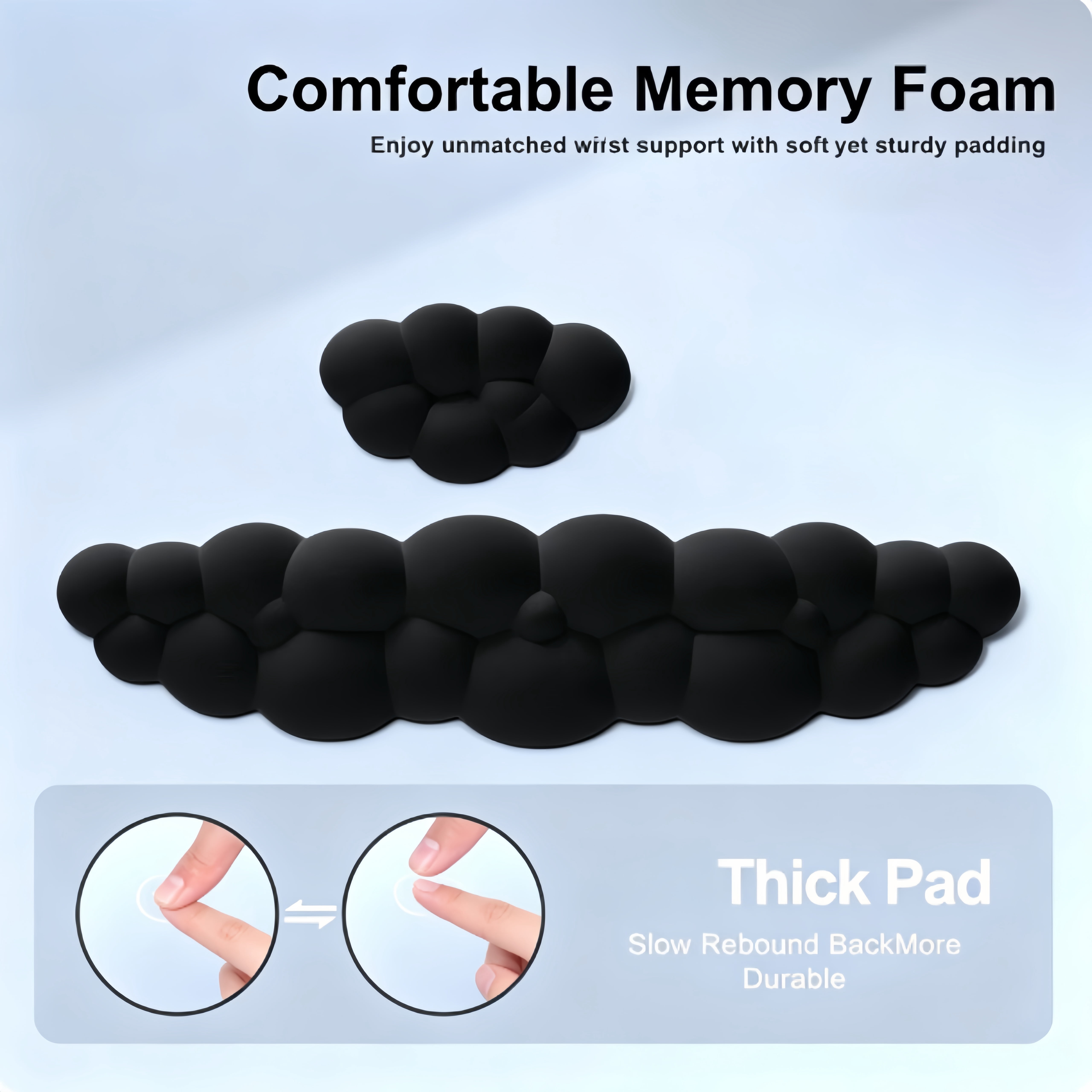 Cloud Mouse Pad with Wrist Rest,Cloud Keyboard Wrist Rest,Mouse Pad Wrist Support,Ergonomic Keyboard Mouse Wrist Support for Typing,Gaming,Black