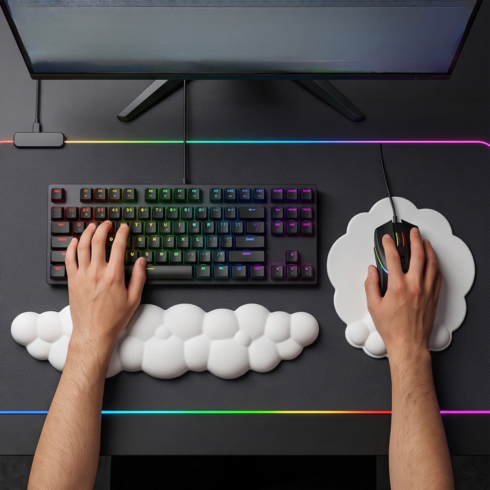 Cloud Mouse Pad with Wrist Rest, Ergonomic Desk Mat Set, Non Slip ...
