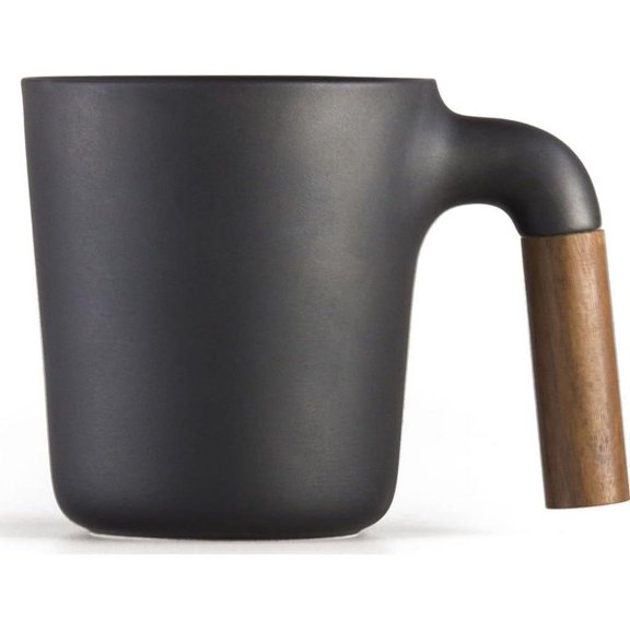 Cloud Mug - Ceramic Coffee Cup with Dual Wood Handle Options, Scandinavian Inspired, High Durability, for Hot & Cold Drinks