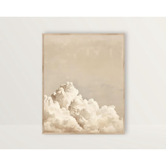 Cloud, Neutral Wall Art, Beige Sky Art Poster, Warm Earth Tone Farmhouse Decor, Muted Vintage Clouds , Relaxing Posters86, Unframed Poster Size 16x24