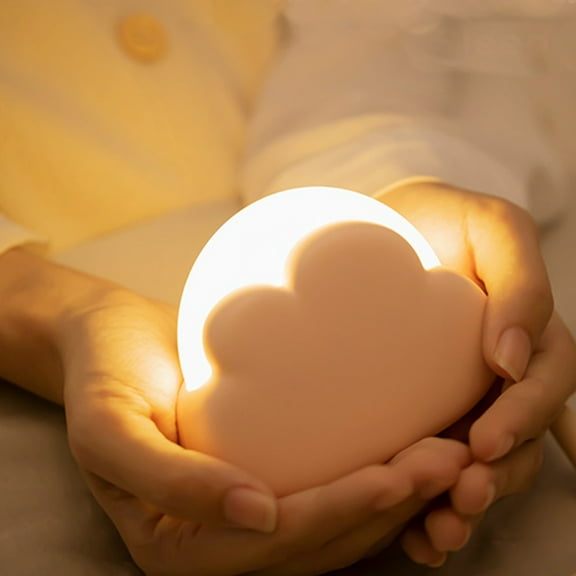 Cloud Night Light Childs Portable 1200mAh Rechargeable 2 Colors 4 Gear Dimmable 16-50 Hours Runtime for Nursery Baby Bedroom Hand Strap Design Eye Protection Safe Material Cute Calming Sleep Aid Gift