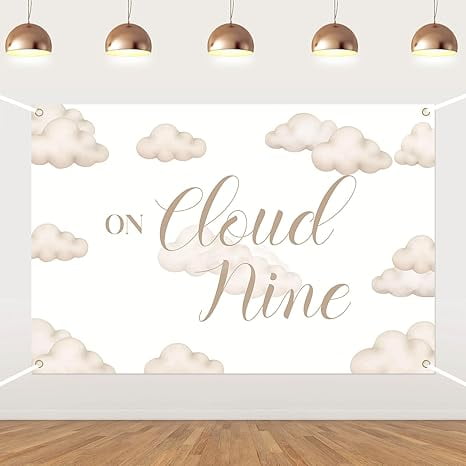 On Cloud Nine Backdrop Cloud Baby Shower Decorations White Sky Clouds Photography Background We are on Cloud Nine Backdrop for Baby Shower Party Decor Supplies 53ft
