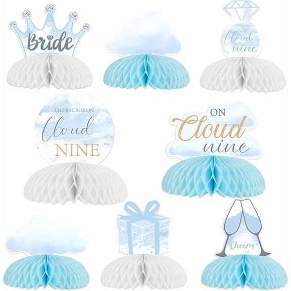 On Cloud Nine Bridal Shower Honeycomb Centerpieces On Cloud 9 Bachelorette Party Table Decorations Blue Theme Crown Diamonds 3D Table Decor for Girls Engagement Wedding Receptions Party Supplies