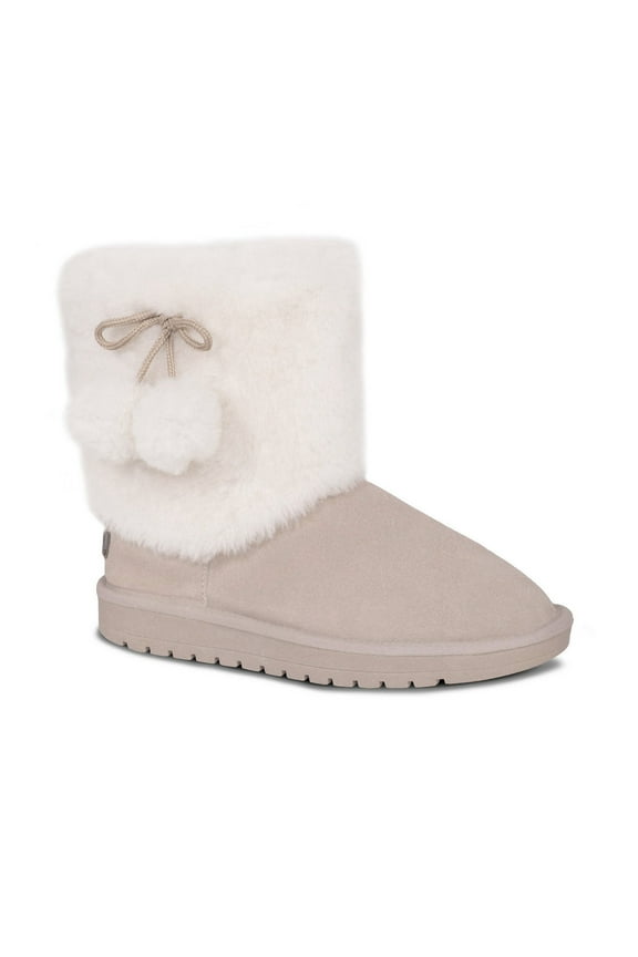 CNS-127-SAND-5 Ladies Pom Pom Sheepskin Boot, Sand - Size 5