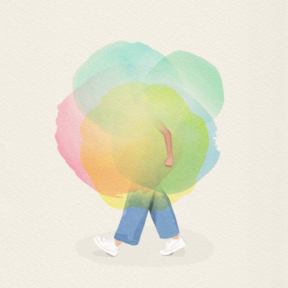 Cloud Of Joy Colorful Watercolor Wall Art Poster, Unframed Paper Poster 24x36in