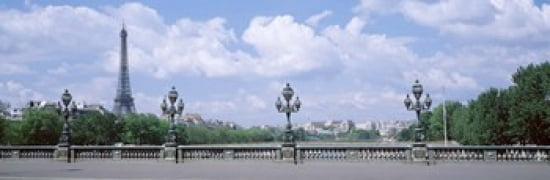 Cloud Over The Eiffel Tower Pont Alexandre III Paris France Canvas Art - Panoramic Images (36 x 12)