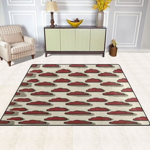 Cloud Pattern 80''x58'' Extra Large Plush Memory Foam Rug, Soft, Absorbent, Non Slip