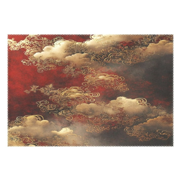 Cloud Pattern Chinese 12x18in Heat-Resistant Non-Slip Place Mat, Durable and Wrinkle-Resistant