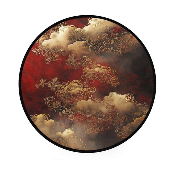 Cloud Pattern Chinese Memory Foam Bath Mat 36" Absorbent Rug with Non Slip Base and 4 Bonus Pads