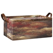 Cloud Pattern Chinese Open Home Storage Bins Foldable Metal Frame Shelf Baskets 16.9x11.4x7.7in Water-Resistant