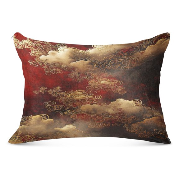 Cloud Pattern Chinese Soft Plush Pillow Cover, Zippered Design, Comfortable for Bedroom and Sofa