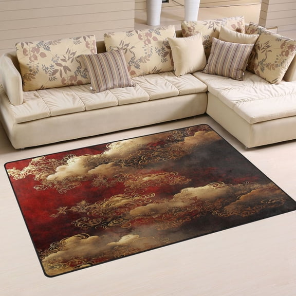 Cloud Pattern Chinese Soft Polyester Area Rug 31''x20'', Non Slip, Memory Foam, Water Absorbent
