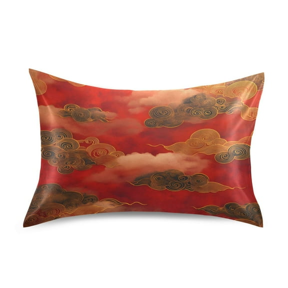 Cloud Pattern Chinese Traditional Luxury Silky Soft Pillowcase Standard Size Wrinkle Resistant Envelope Closure 20x26in