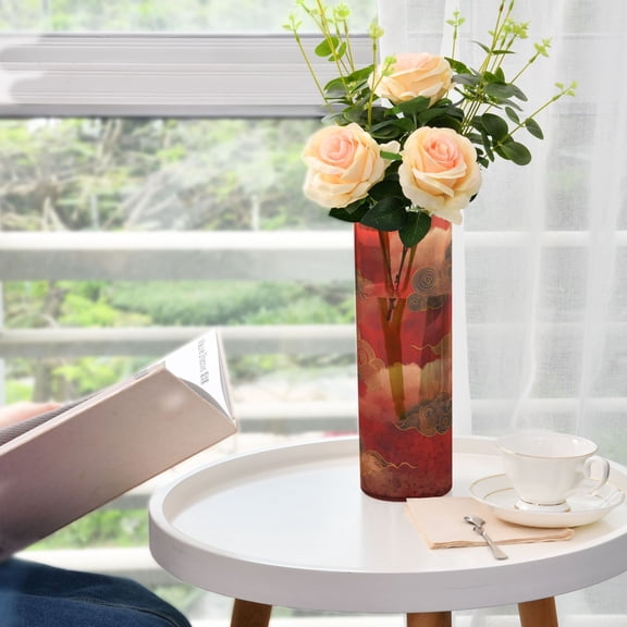 Cloud Pattern Chinese Traditional Plastic Vase 11.8'' x 3.9'' Transparent Non Breakable Decorative for Family