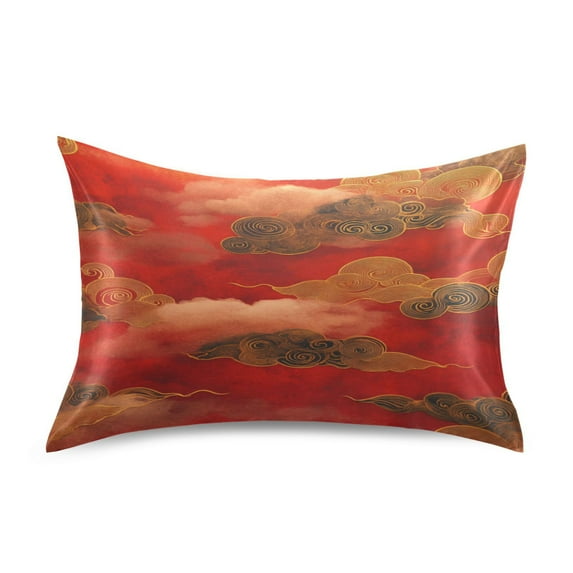 Cloud Pattern Chinese Traditional Satin Pillowcase 20''x26'' Double-Sided Print Soft Wrinkle Resistant